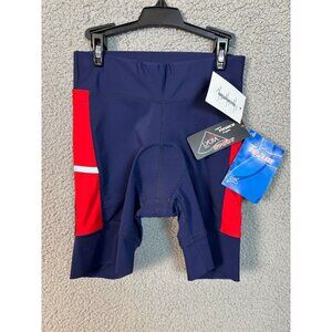 Women's Cycling Shorts XS Blue & Red Padded Antibacterial Made In USA NWT's